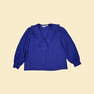 1970s purple blouse by Ms. Bond, size 40 vintage satin button down womens top